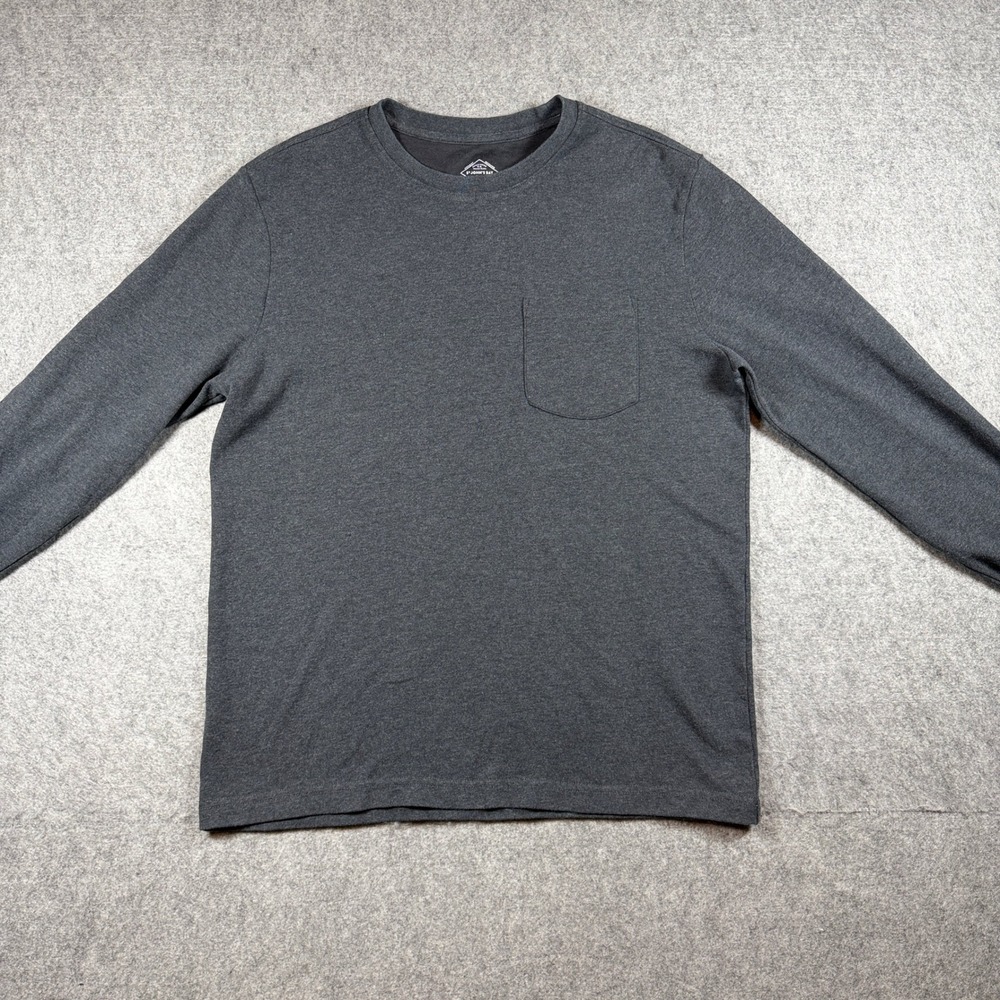 St John's Bay Mens Long Sleeve Pocket T Shirt Medium Charcoal Gray Cotton Blend